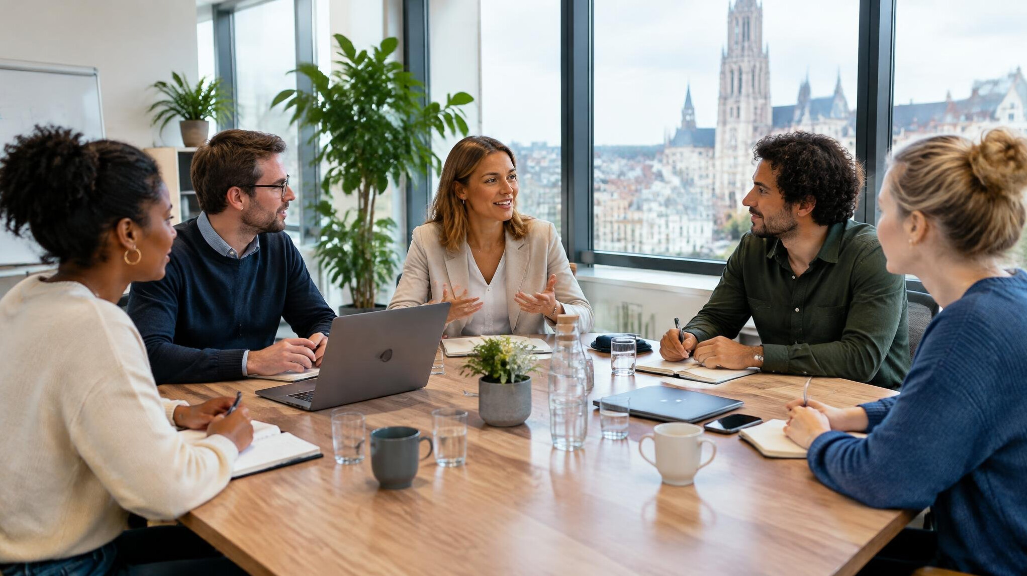 Team having a productive meeting in a modern office